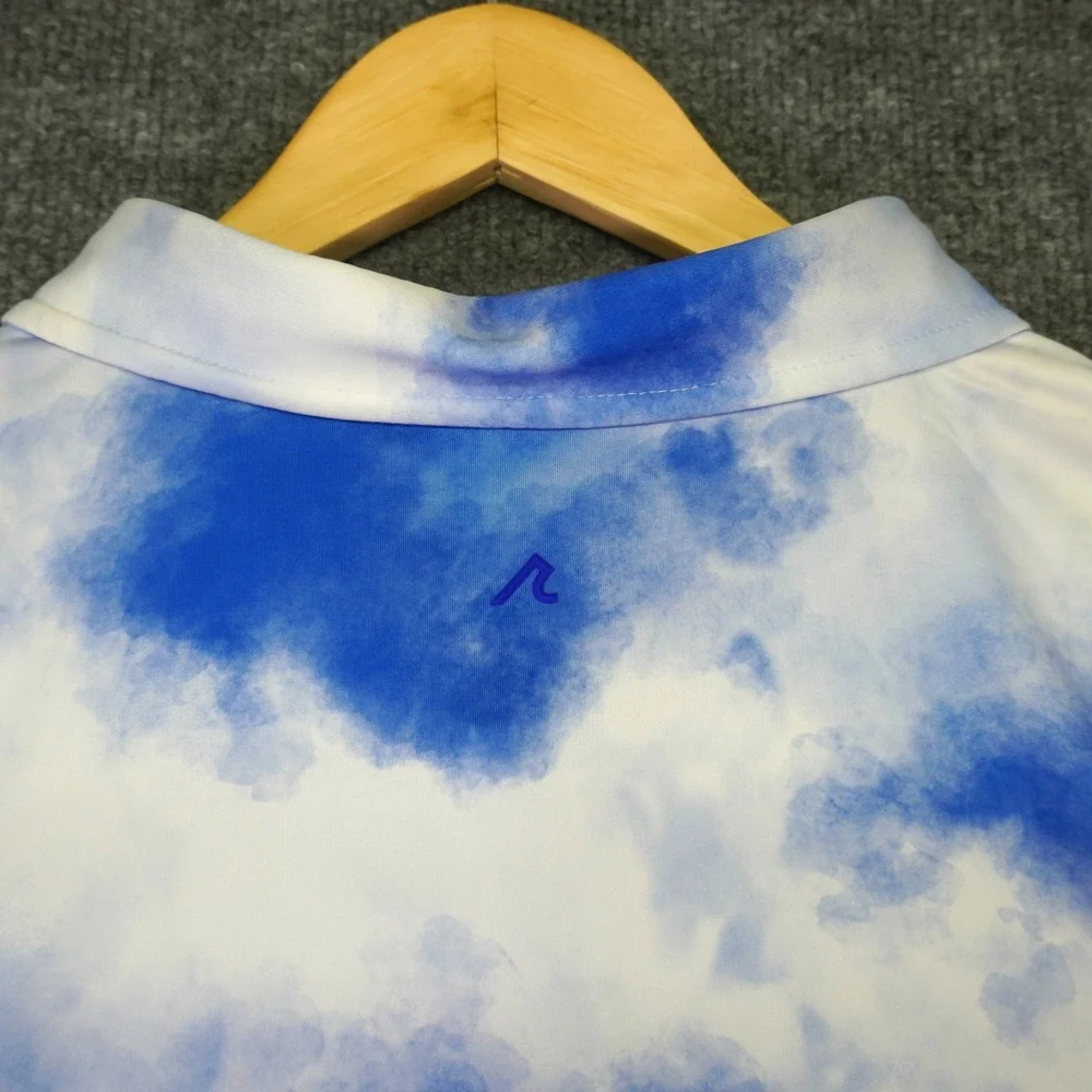 NEW Redvanly Jasper Polo Mens XXL Liberty Blue White Cloud Tie Dye Stretch